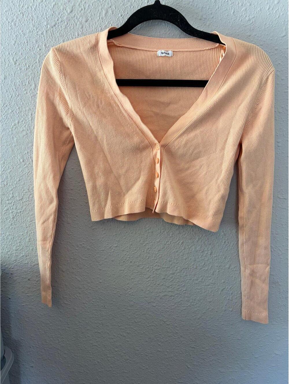 Garage light peach cropped cardigan size S